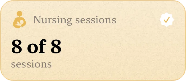 Completed goal: 8 of 8 nursing sessions