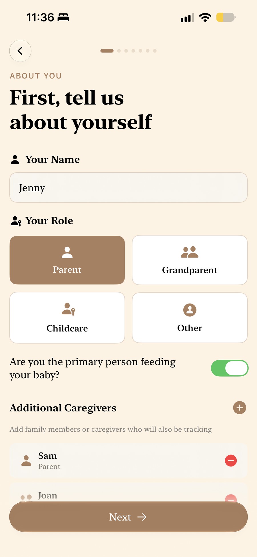 Inviting caregivers to track together