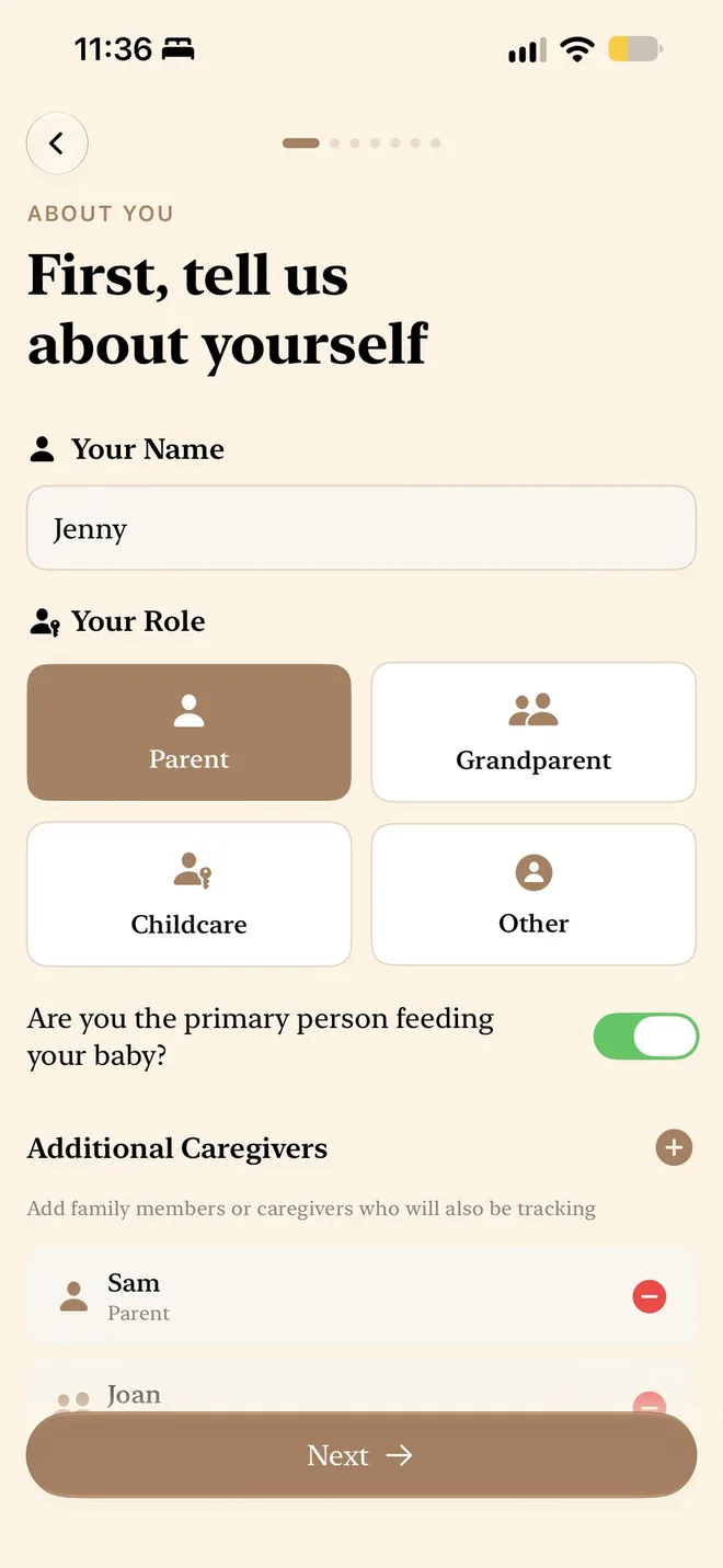 Inviting caregivers to track together
